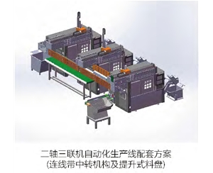 二轴三联机~自动化生产线配套方案（连线带中转机构及提升式料盘）